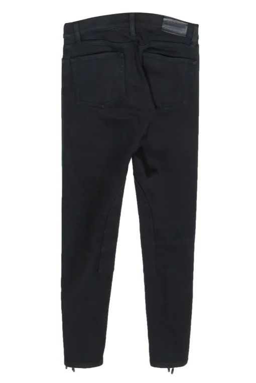 Ralph Lauren - Black High Waisted Skinny Jeans w/ Paneling & Leather Lace-Up Trim Sz 28