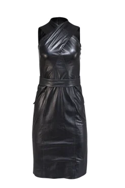 Ralph Lauren - Black Lambskin Leather Sleeveless Dress Sz 4