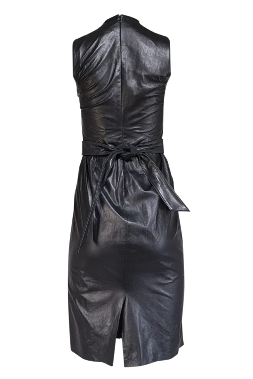 Ralph Lauren - Black Lambskin Leather Sleeveless Dress Sz 4