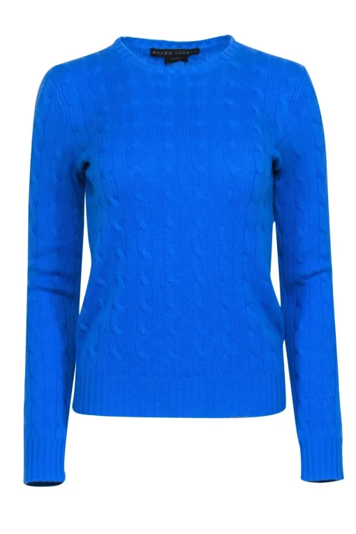 Ralph Lauren - Blue Cable Knit Sweater Sz S