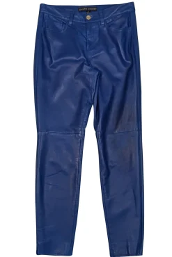 Ralph Lauren - Dark Blue Leather Skinny Leg Pants Sz 4