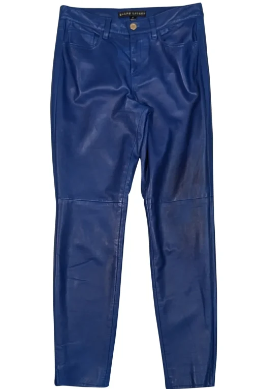 Ralph Lauren - Dark Blue Leather Skinny Leg Pants Sz 4