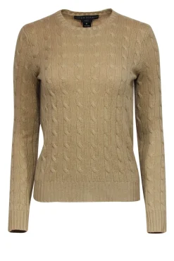 Ralph Lauren - Oatmeal Crewneck Cashmere Cable Knit Sweater Sz M