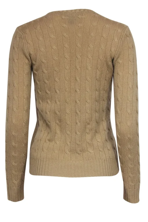 Ralph Lauren - Oatmeal Crewneck Cashmere Cable Knit Sweater Sz M