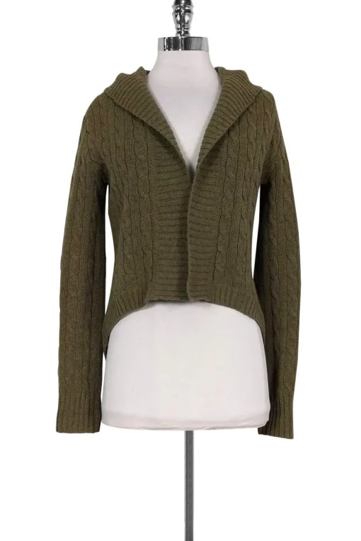 Ralph Lauren - Olive Green Cable Knit Cardigan Sz S
