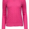 Ralph Lauren - Pink Crewneck Cashmere Cable Knit Sweater Sz M