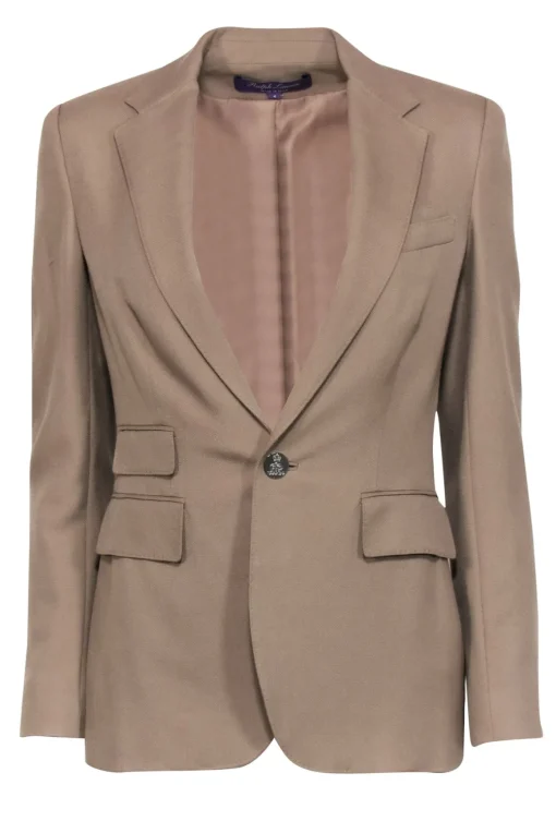 Ralph Lauren - Tan Cashmere Silver Button Blazer Sz 4