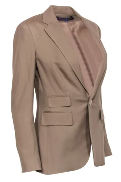 Ralph Lauren - Tan Cashmere Silver Button Blazer Sz 4