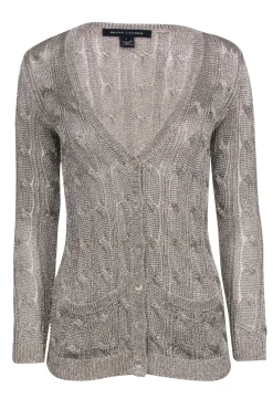 Ralph Lauren Black Label - Gold Metallic Knit Cardigan Sz XS