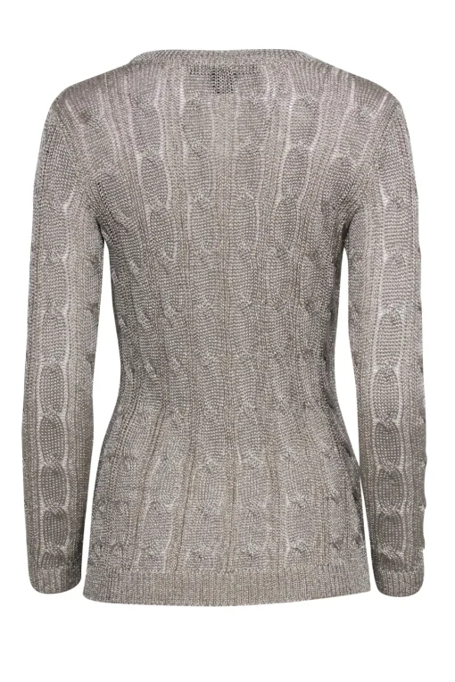 Ralph Lauren Black Label - Gold Metallic Knit Cardigan Sz XS