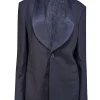 Ralph Lauren  Navy Blue Wool Blend w/ Silk Lapel Blazer Sz 10