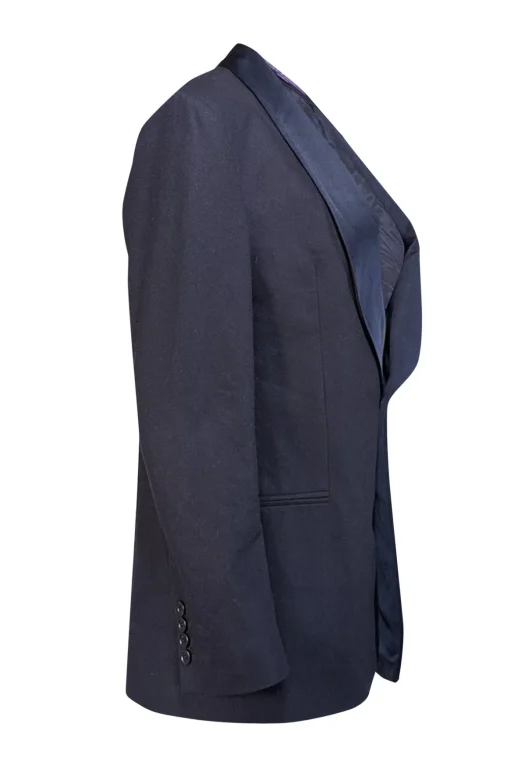 Ralph Lauren  Navy Blue Wool Blend w/ Silk Lapel Blazer Sz 10