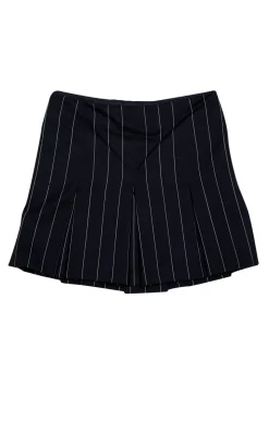 Ralph Lauren Purple - Black & White Pinstriped Wool Pleated Skirt Sz 8