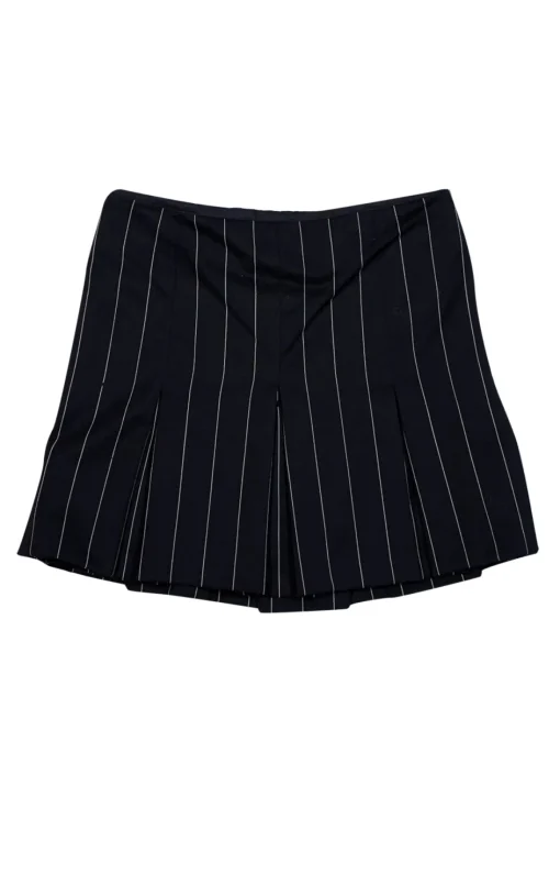 Ralph Lauren Purple - Black & White Pinstriped Wool Pleated Skirt Sz 8