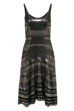 Ralph Lauren Purple - Black Sleeveless Fit & Flare Dress w/ Gold Sequins Sz S