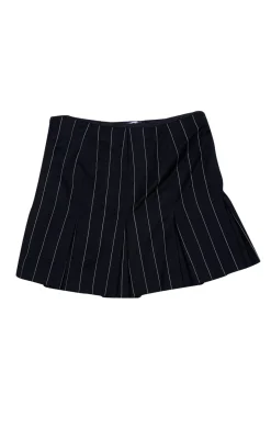 Ralph Lauren Purple - Black & White Pinstriped Wool Pleated Skirt Sz 8