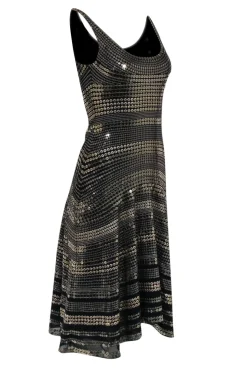Ralph Lauren Purple - Black Sleeveless Fit & Flare Dress w/ Gold Sequins Sz S