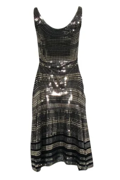 Ralph Lauren Purple - Black Sleeveless Fit & Flare Dress w/ Gold Sequins Sz S