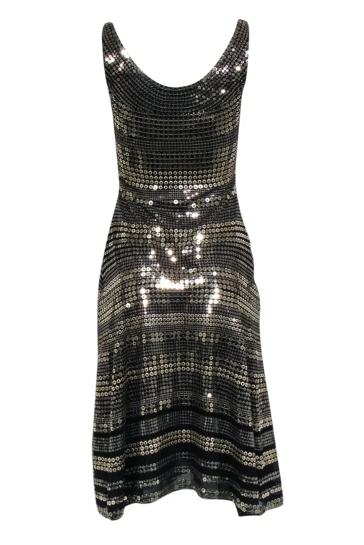 Ralph Lauren Purple - Black Sleeveless Fit & Flare Dress w/ Gold Sequins Sz S