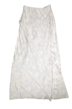 Ralph Lauren Purple - Pale Silver Floral Brocade Silk Blend Wrap Skirt Sz 8