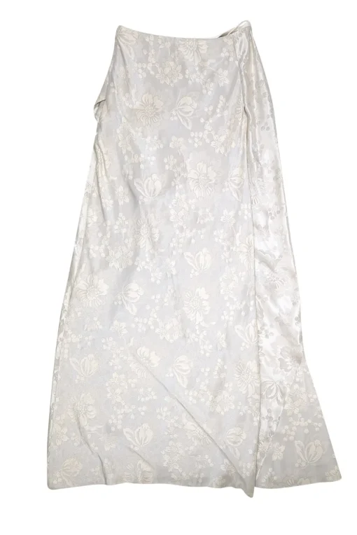 Ralph Lauren Purple - Pale Silver Floral Brocade Silk Blend Wrap Skirt Sz 8