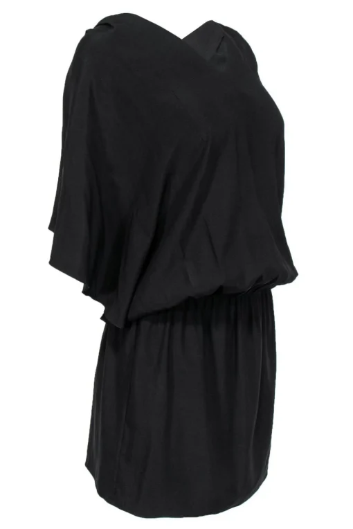 Ramy Brook - Black Flutter Sleeve Drop-Waist Dress Sz M