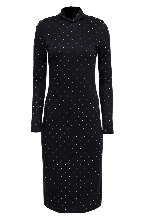 Ramy Brook - Black Rhinestone Studded "Della" Midi Dress Sz M