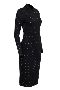 Ramy Brook - Black Rhinestone Studded "Della" Midi Dress Sz M