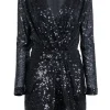 Ramy Brook - Black Sequin Faux Wrap Dress Sz 8
