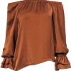 Ramy Brook - Copper Satin Off The Shoulder Blouse Sz XS