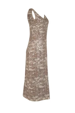 Ramy Brook - Grey & Taupe Print Sequin Sleeveless 