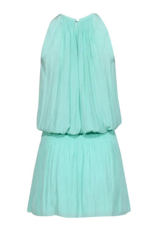 Ramy Brook - Light Green Satin Smocked Drop Waist Dress Sz XXS