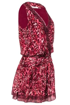Ramy Brook - Maroon & Pink Leopard Print Sleeveless Dress Sz 0