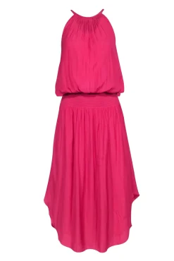 Ramy Brook - Pink Sleeveless Smocked Waist Midi Dress Sz S