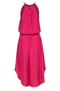 Ramy Brook - Pink Sleeveless Smocked Waist Midi Dress Sz S