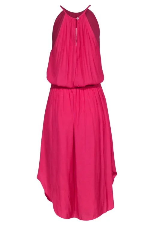 Ramy Brook - Pink Sleeveless Smocked Waist Midi Dress Sz S