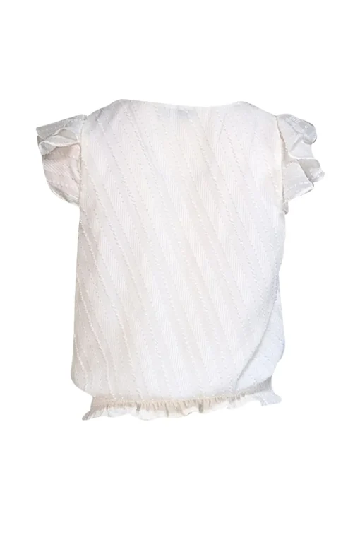 Ramy Brook - White Tufted Textured Ruffled Cap Sleeve Blouse Sz S