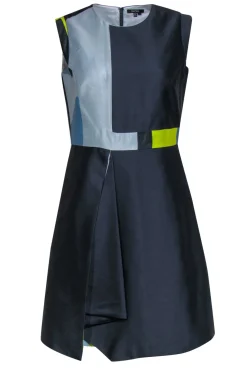 Raoul - Blue & Green Colorblock Layered Skirt A-Line Dress Sz 8