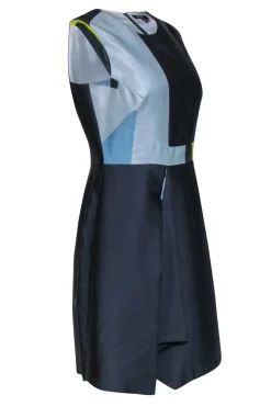Raoul - Blue & Green Colorblock Layered Skirt A-Line Dress Sz 8