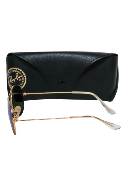 Ray-Ban - Gold & Blue Reflective Aviator Sunglasses