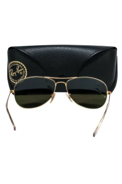 Ray-Ban - Gold & Blue Reflective Aviator Sunglasses