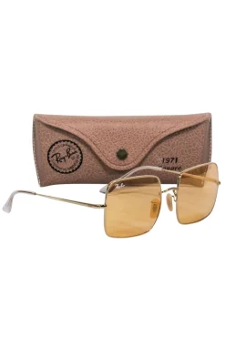 Ray-Ban - Gold Square Frames w/ Orange Tint Lenses