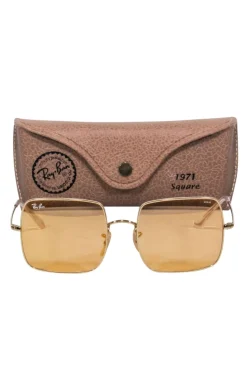Ray-Ban - Gold Square Frames w/ Orange Tint Lenses