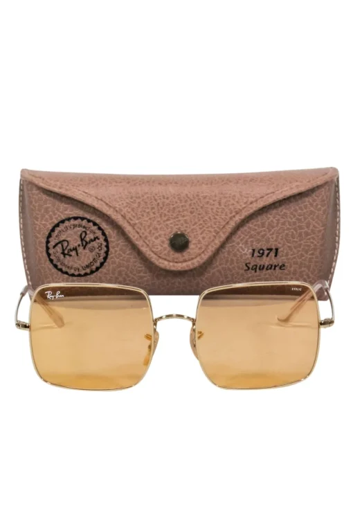 Ray-Ban - Gold Square Frames w/ Orange Tint Lenses