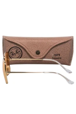 Ray-Ban - Gold Square Frames w/ Orange Tint Lenses