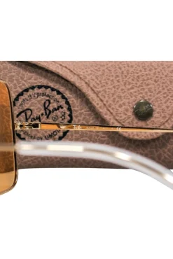 Ray-Ban - Gold Square Frames w/ Orange Tint Lenses