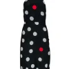 Realisation Par - Black, White & Red Polka Dot Halter Silk Midi Dress Sz XS