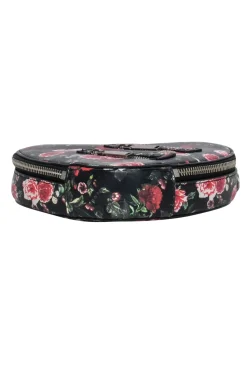 Rebecca Minkoff - Black & Red Rose Print Heart Shaped Lather Crossbody Purse