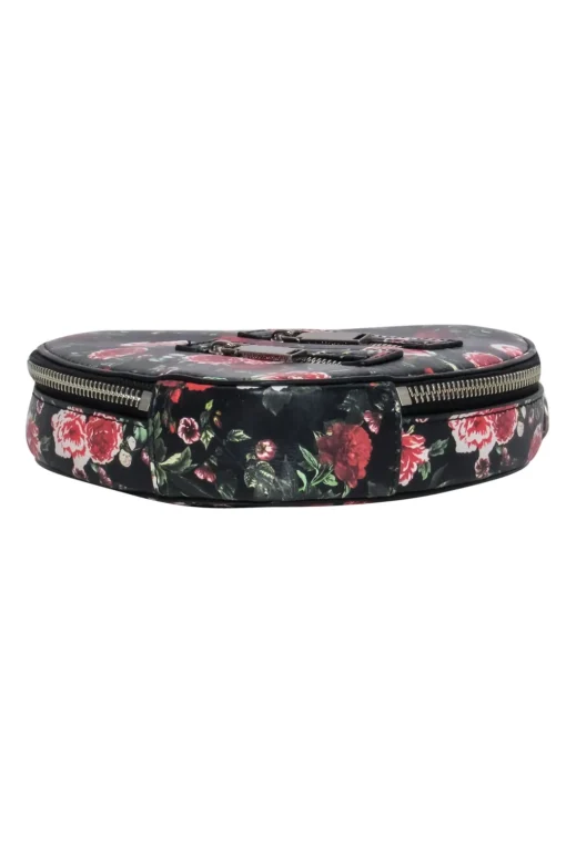 Rebecca Minkoff - Black & Red Rose Print Heart Shaped Lather Crossbody Purse