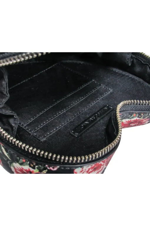 Rebecca Minkoff - Black & Red Rose Print Heart Shaped Lather Crossbody Purse
